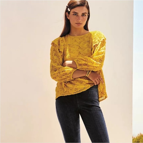 Anthropologie Clementine Eyelet Blouse Sz 4 - Picture 1 of 9